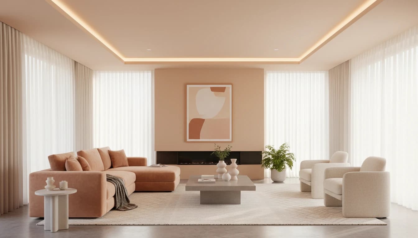 AI interior design app showing room transformation on mobile phone - DecorAI